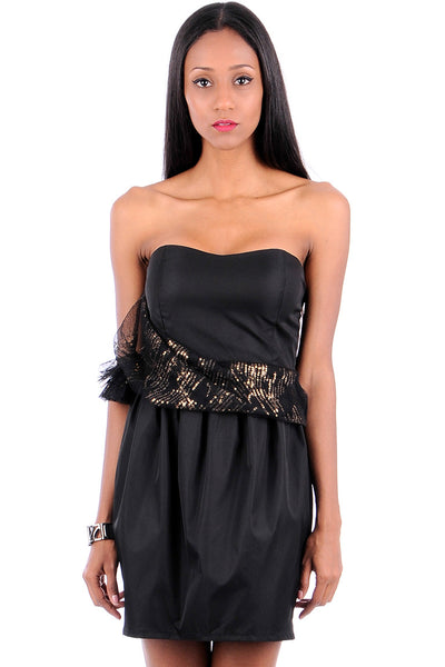 Black Boob Tube Sequin Dress