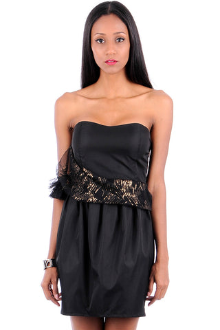 Black Boob Tube Sequin Dress