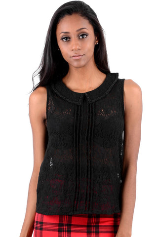 Beaded Collar Lace Vest