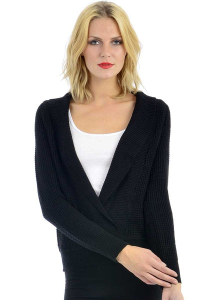 Black Knitted Open Front Jumper