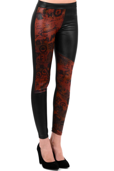 Wet Look Word Print Leggings