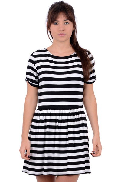 Black And White Stripy Skater Dress
