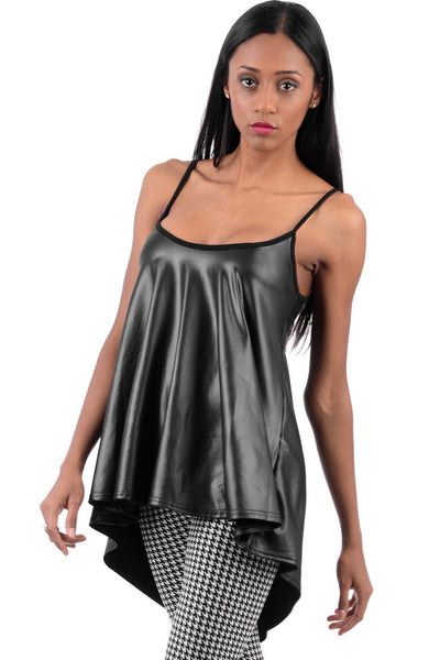 Wet Look Sleeveless Fishtail Top