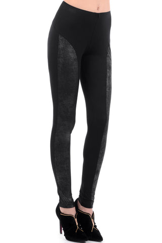 Black Leggings with Glitter Panel