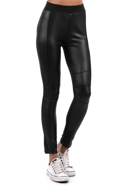 Wet Look Front Design Leggings