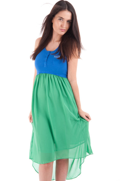 Two Tone Dipped Hem Maxi Dress