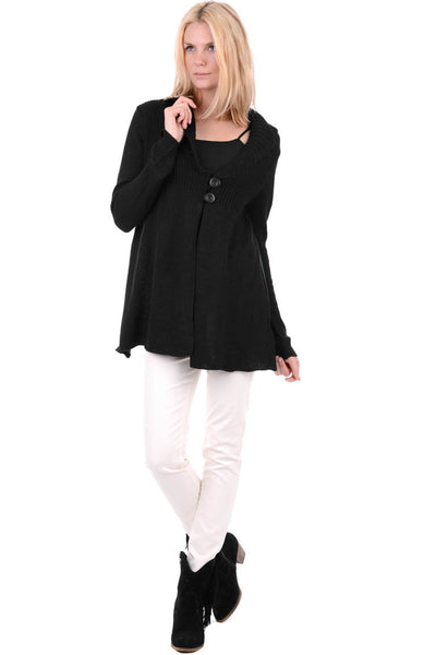 V Neck Knit Cardigan With Oversized Collar