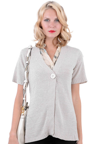 Beige Short Sleeve Cardigan