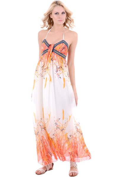 &#39;Indian Dream&#39; Chiffon Halterneck Maxi Dress