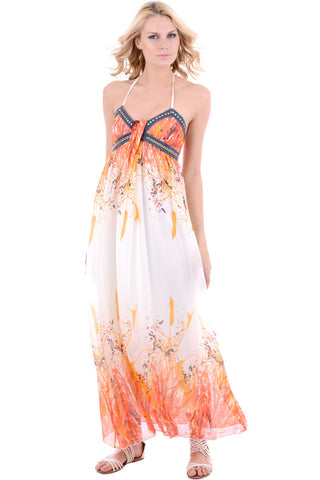 &#39;Indian Dream&#39; Chiffon Halterneck Maxi Dress