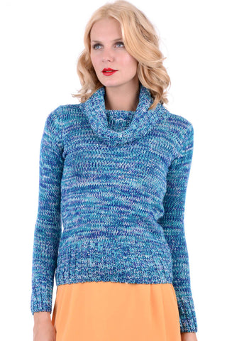 Blue Cowl Neck Jumper