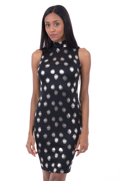 Black Polka Dot Dress-Black-UK 8 - EU 36