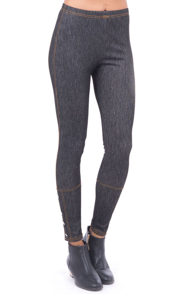 Button Detail Jeggings-Blue-One Size - UK (8-14)