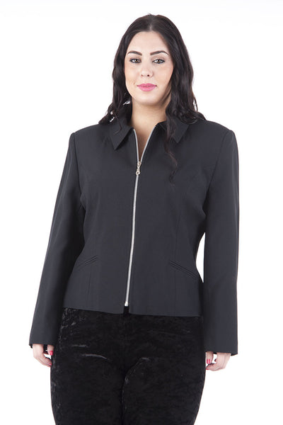 Black Zip Jacket-Black-UK 16 - EU 44