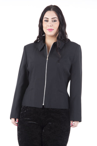 Black Zip Jacket-Black-UK 16 - EU 44