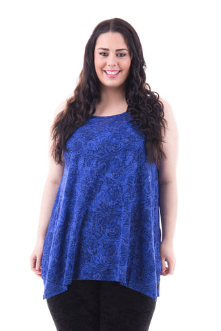 Blue Sleeveless Swing Tunic Available in Plus Sizes-Royal Blue-UK 22/24 - EU 50/52