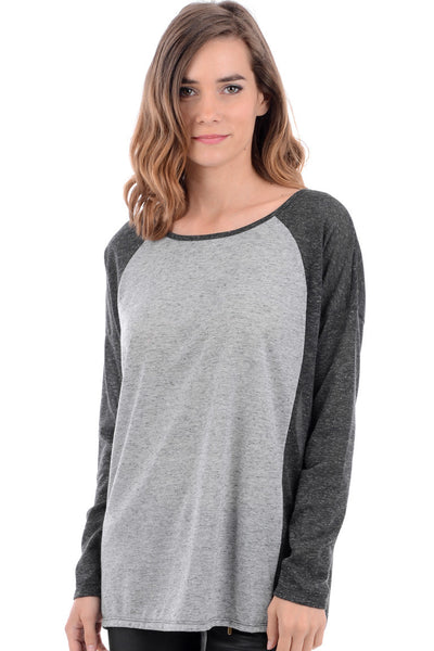 Two Tone Grey Jersey Top-Grey-UK 20 - EU 48