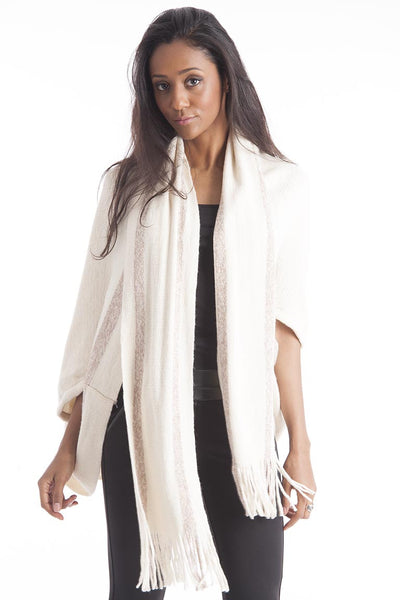 Batwing Cardigan With Scarf Detail-Cream-One Size - UK (8-14)